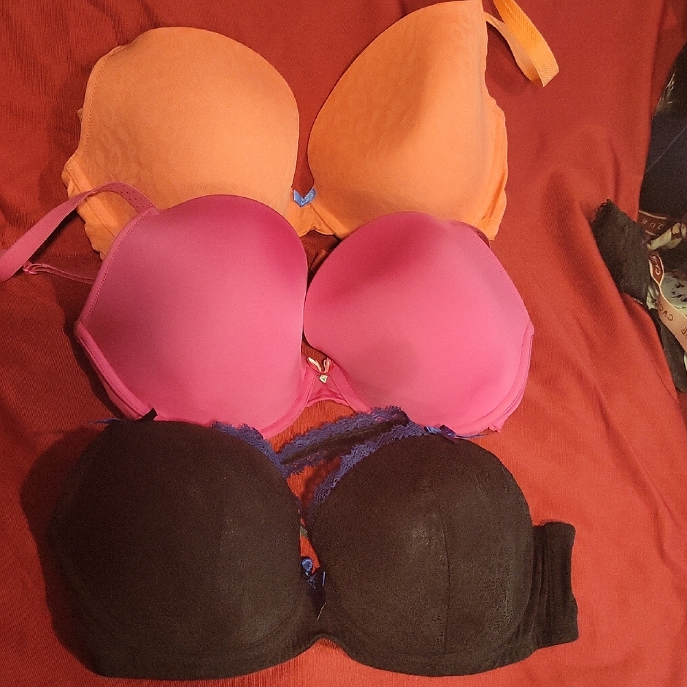 Women's Intimates Set - Pink, Orange, and Black Bras